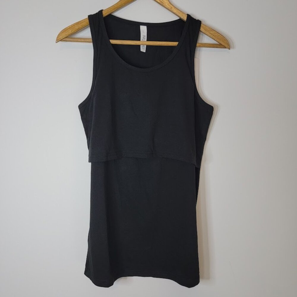 Latched Mama Womens Solid Black Breast Feeding Tank Top Sz L Nursing Neutral